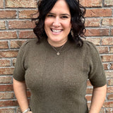Olive Aura Short Sleeve Sweater Top - Sweater JODIFL