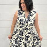 Paisley Print V-Neck Smocked Waist Zip Front Dress Dresses DOE & RAE