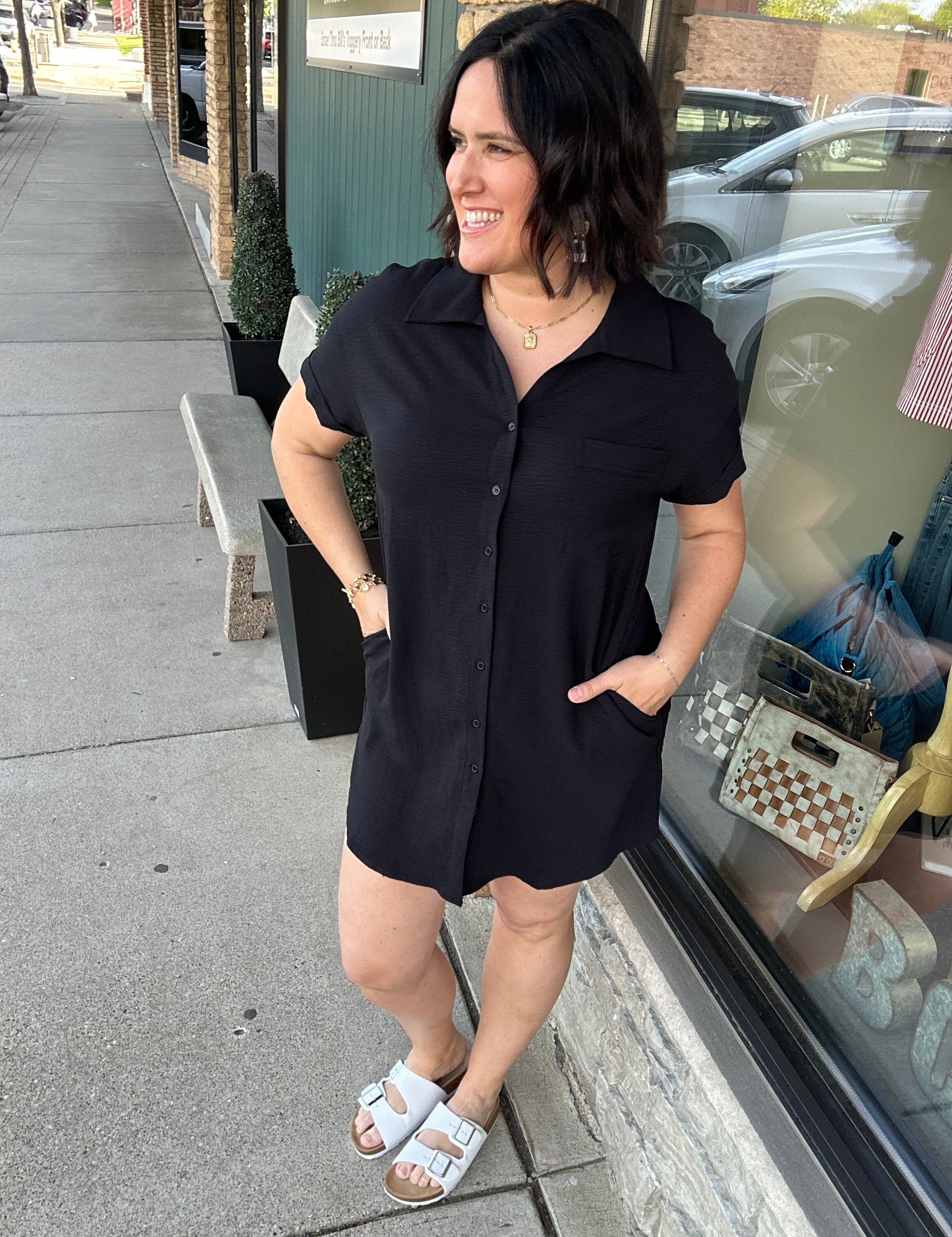 Black Collared Shirt Dress Dresses STACCATO
