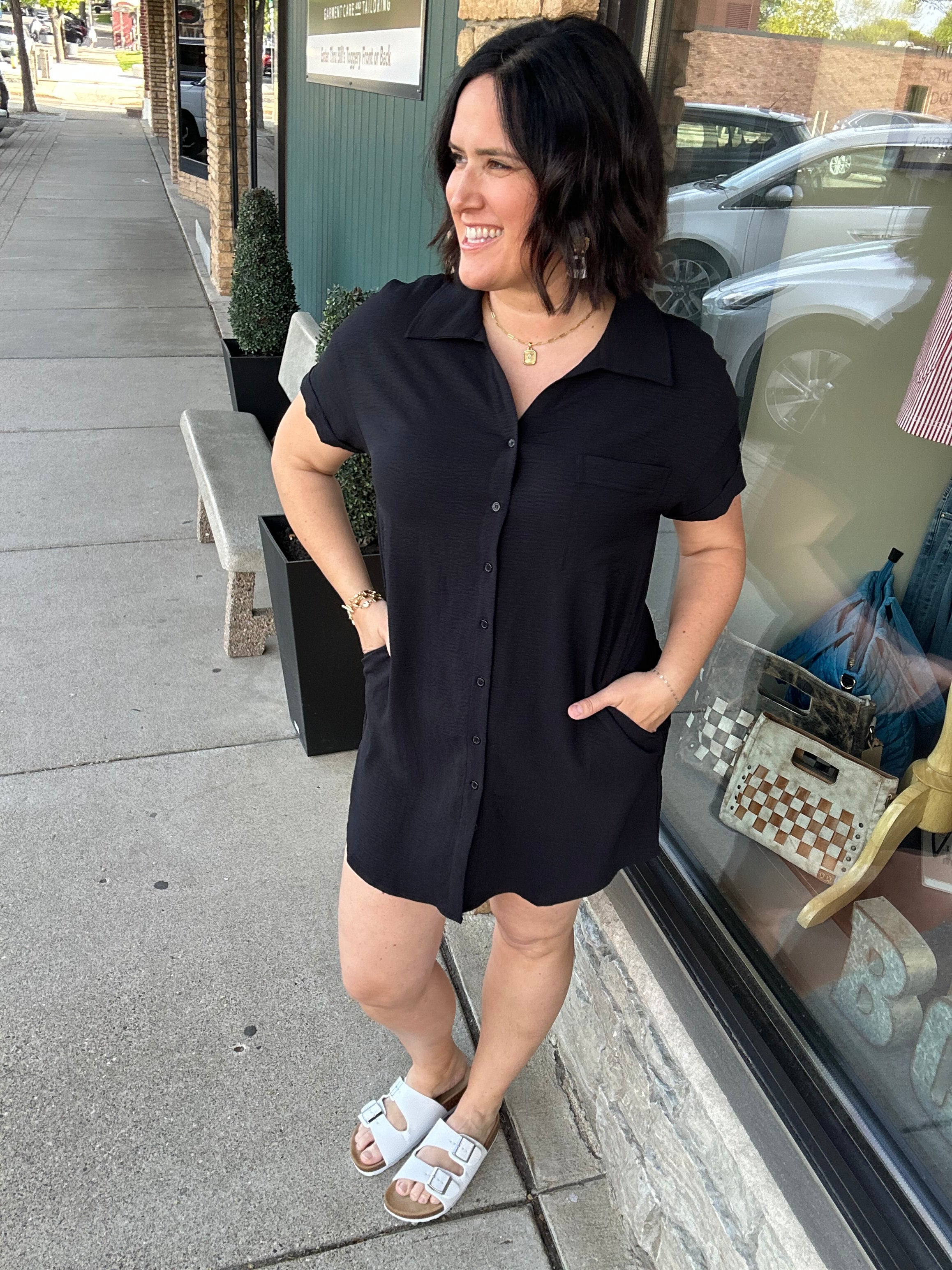 Black Collared Shirt Dress Dresses STACCATO