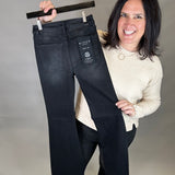 Black Raw Hem Flare Jean Bottoms - Pants RISEN