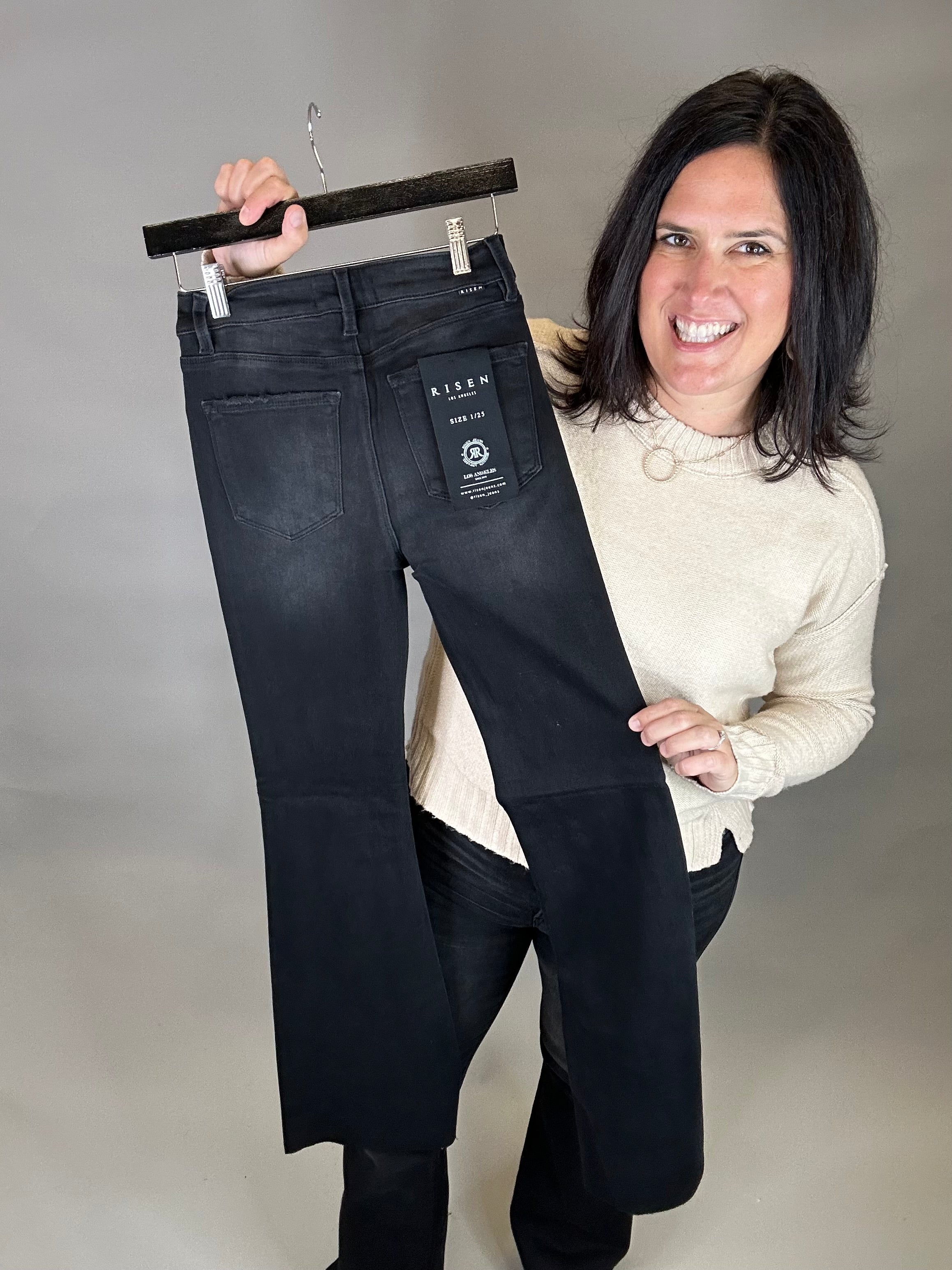 Black Raw Hem Flare Jean Bottoms - Pants RISEN