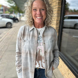 Oatmeal/Grey Lulu Hero Stretch Flannel Shirt