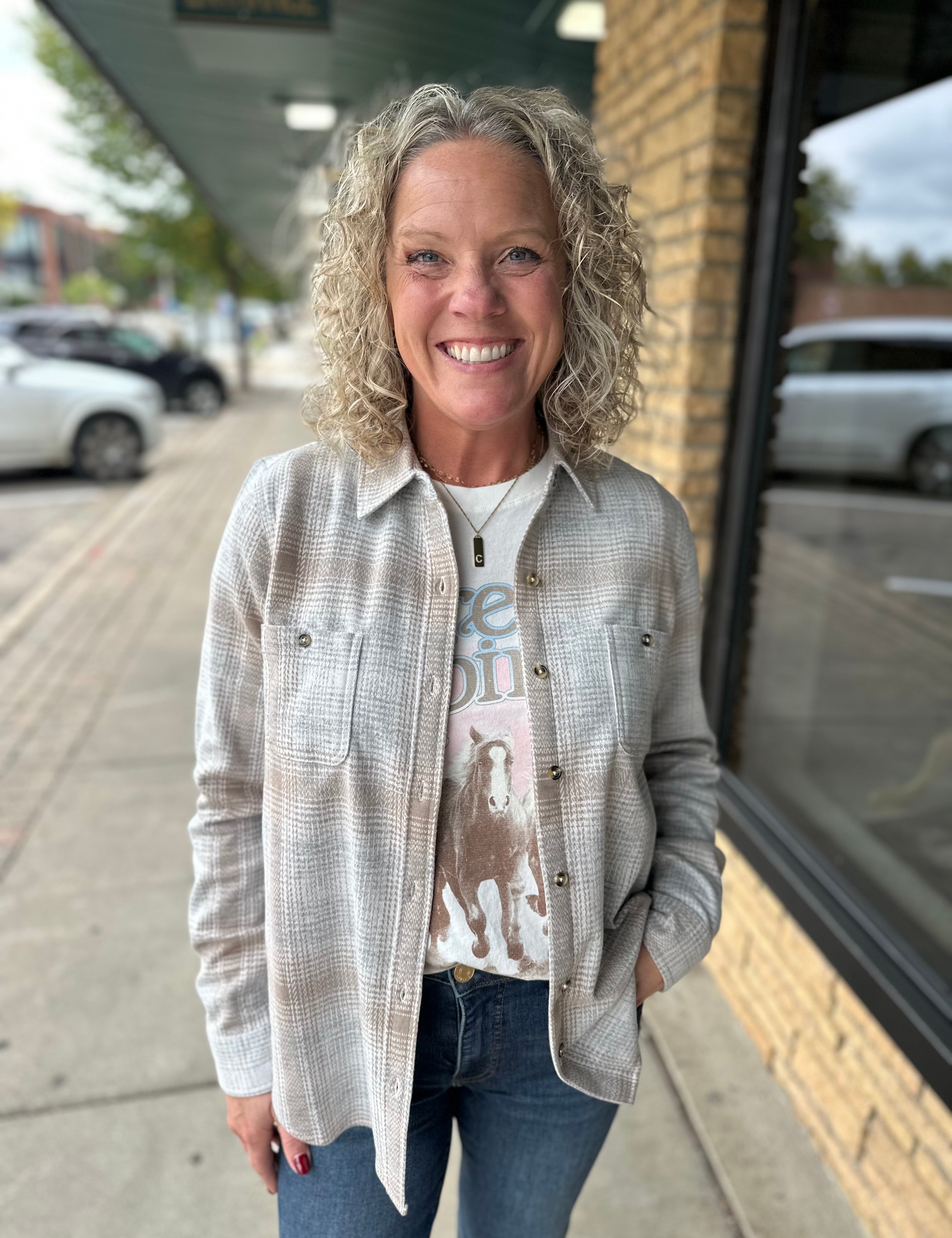 Oatmeal/Grey Lulu Hero Stretch Flannel Shirt Tops - Button Ups FLAG AND ANTHEM