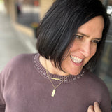 Mocha Stitch Detail Crew Neck Sweater