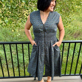Navy Floral Zip-Front Dress