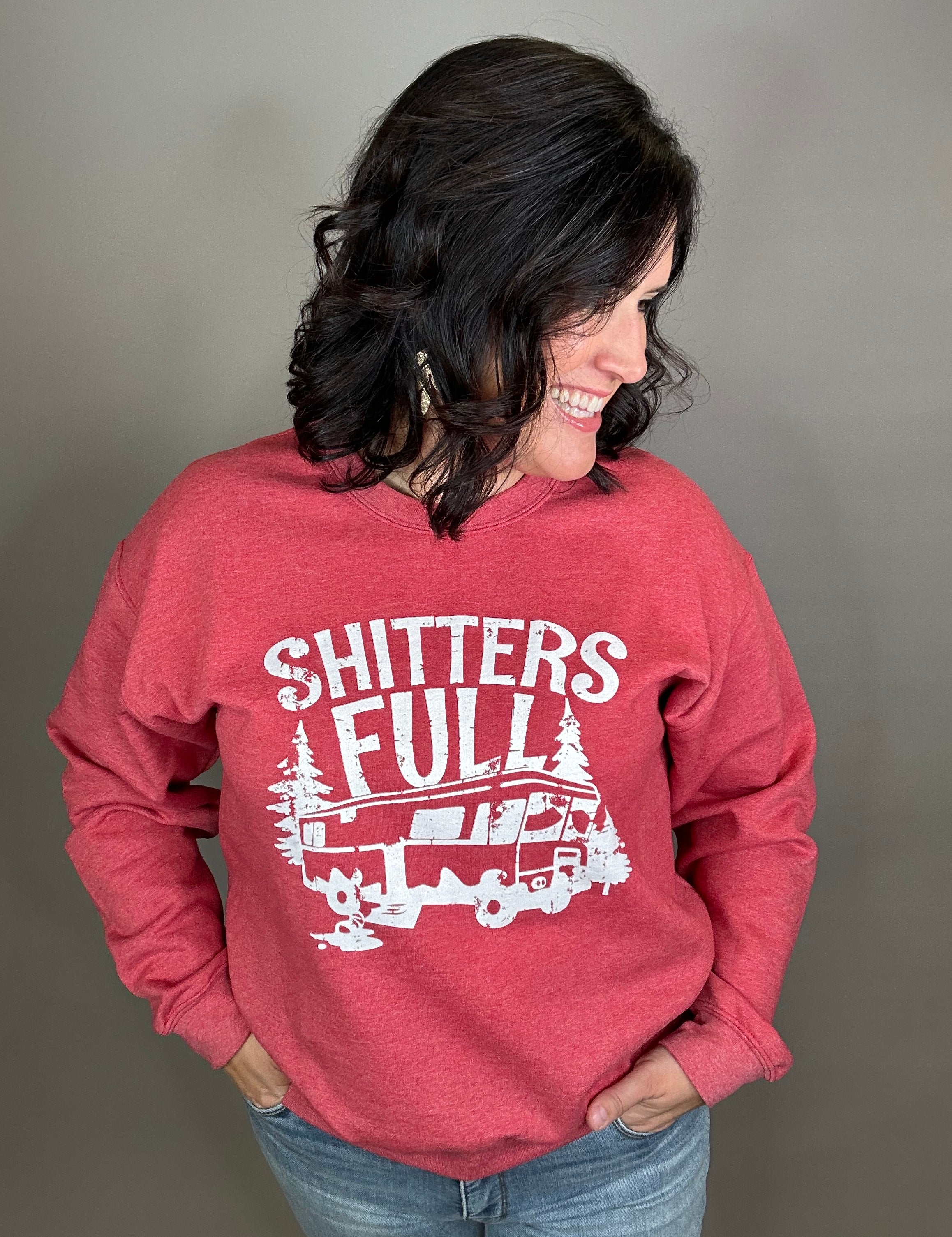 Heather Red It's Full Sweatshirt Top - Sweatshirt CHLOE VS TANK