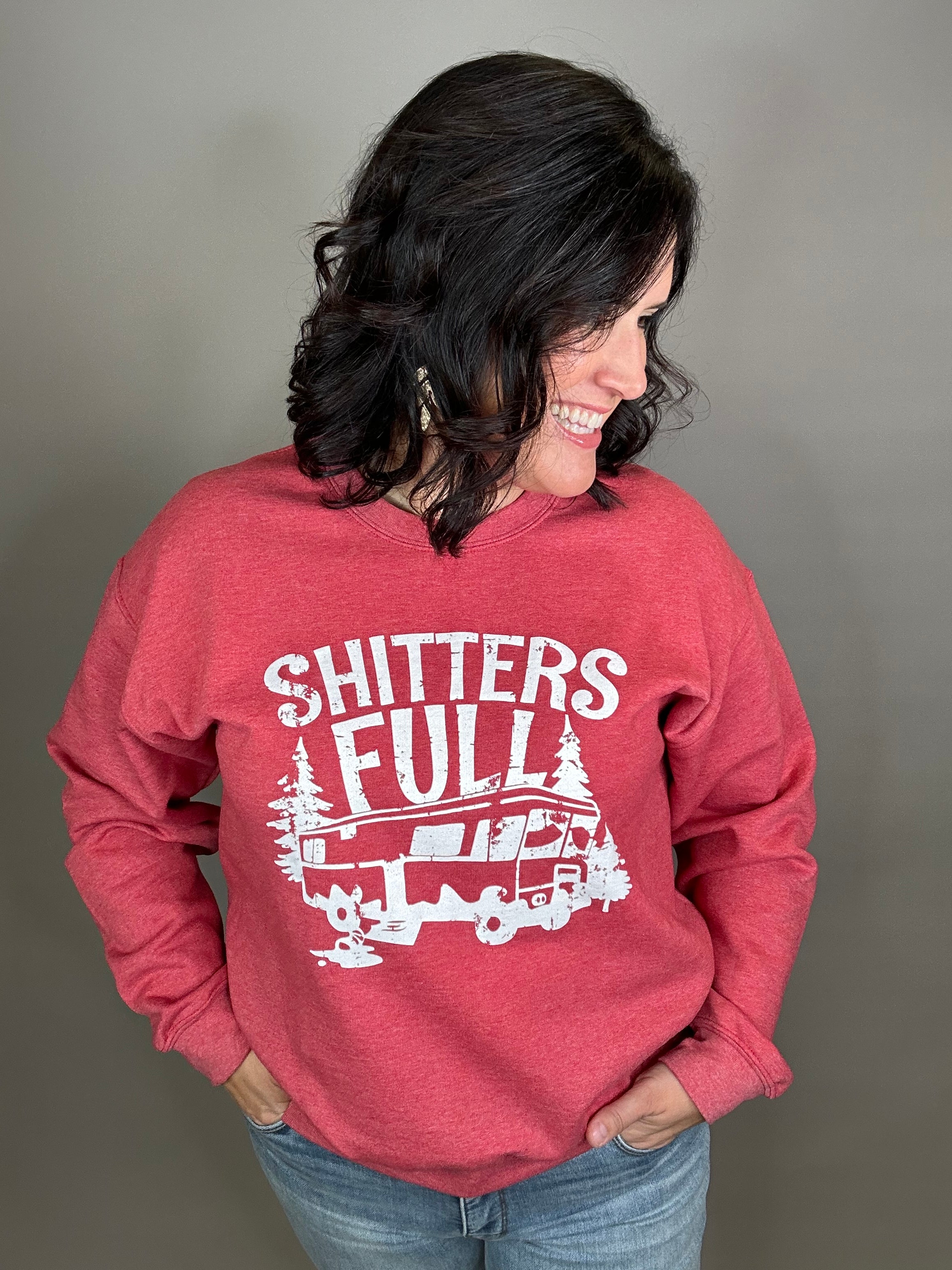 Heather Red It's Full Sweatshirt Top - Sweatshirt CHLOE VS TANK