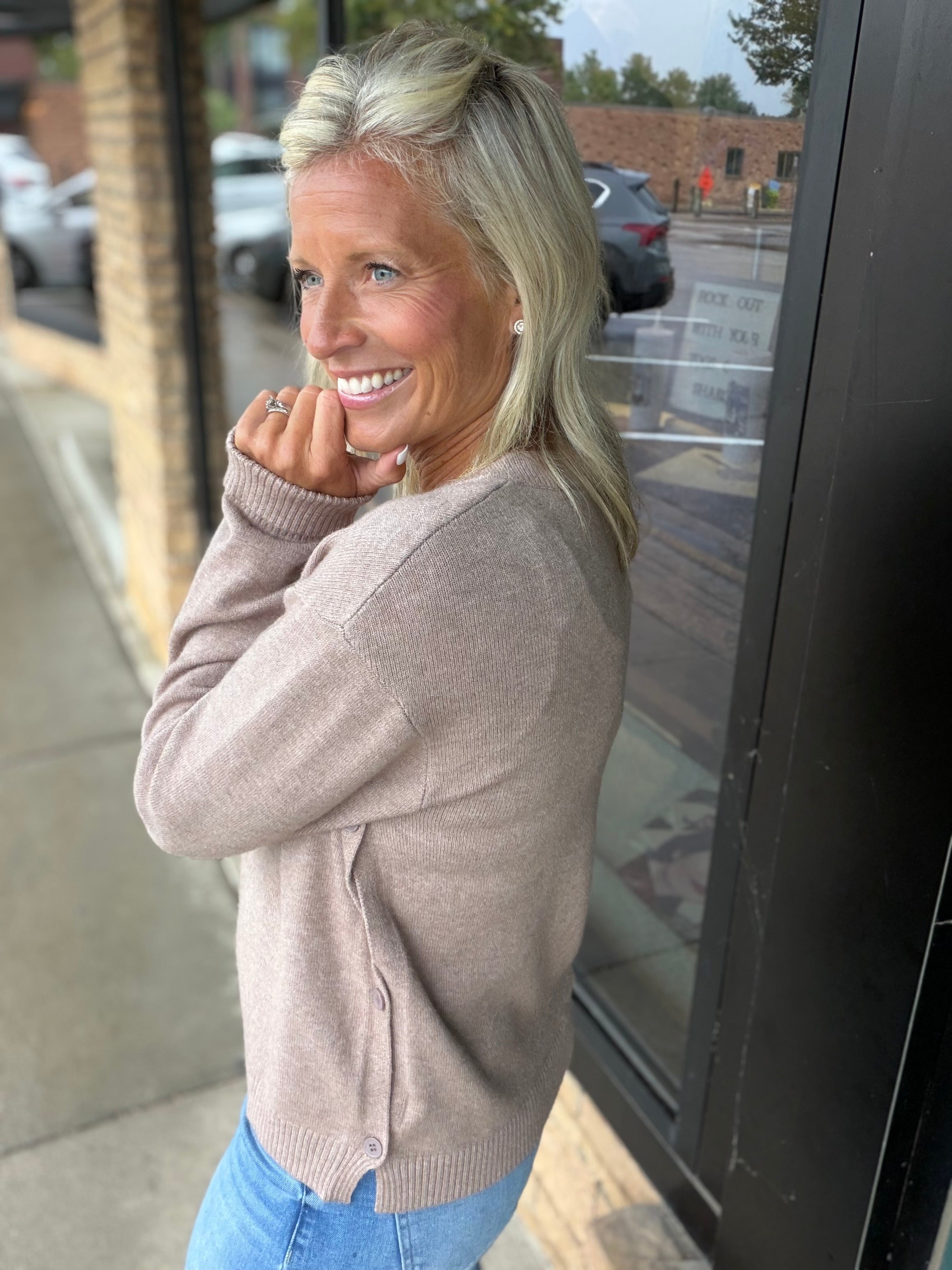 Mocha V-Neck Sweater Mable
