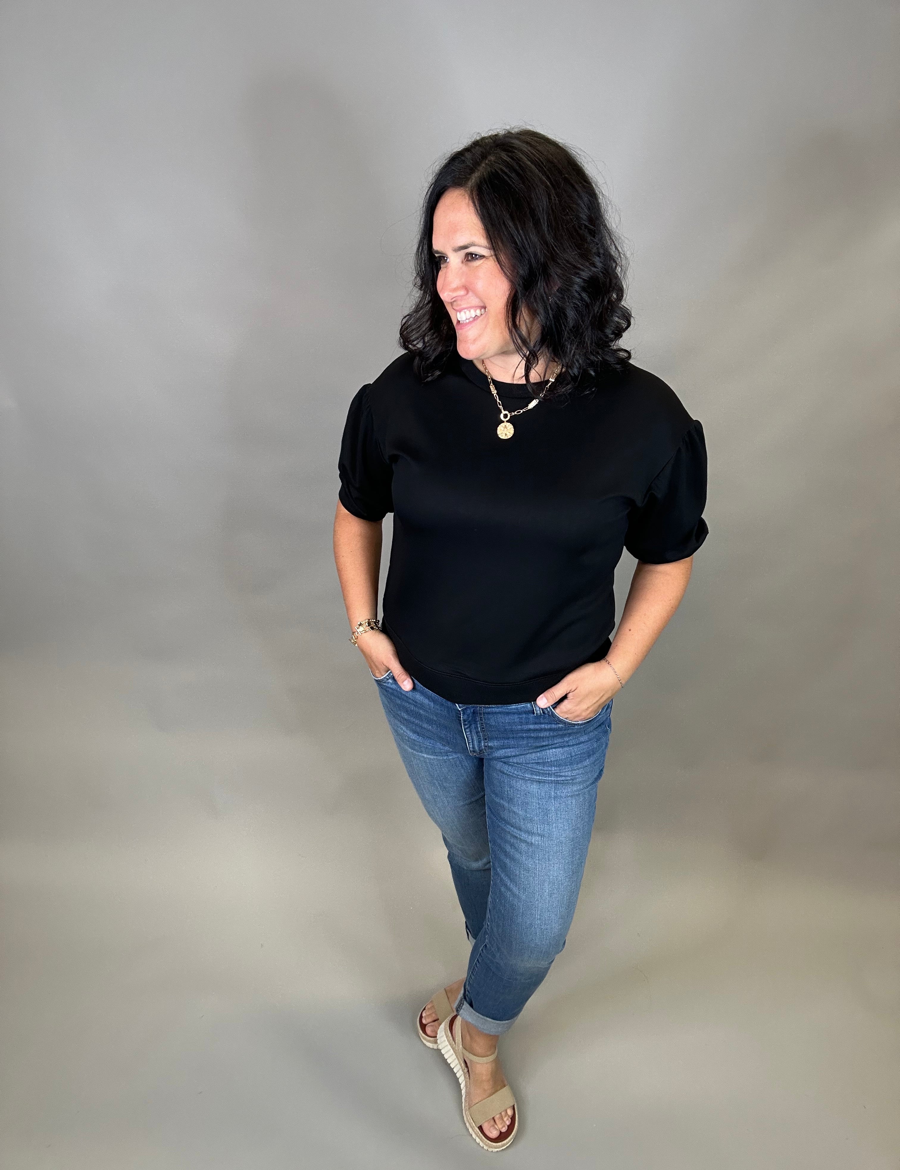 Black Peasant Sweatshirt Top Top - Sweatshirt JODIFL