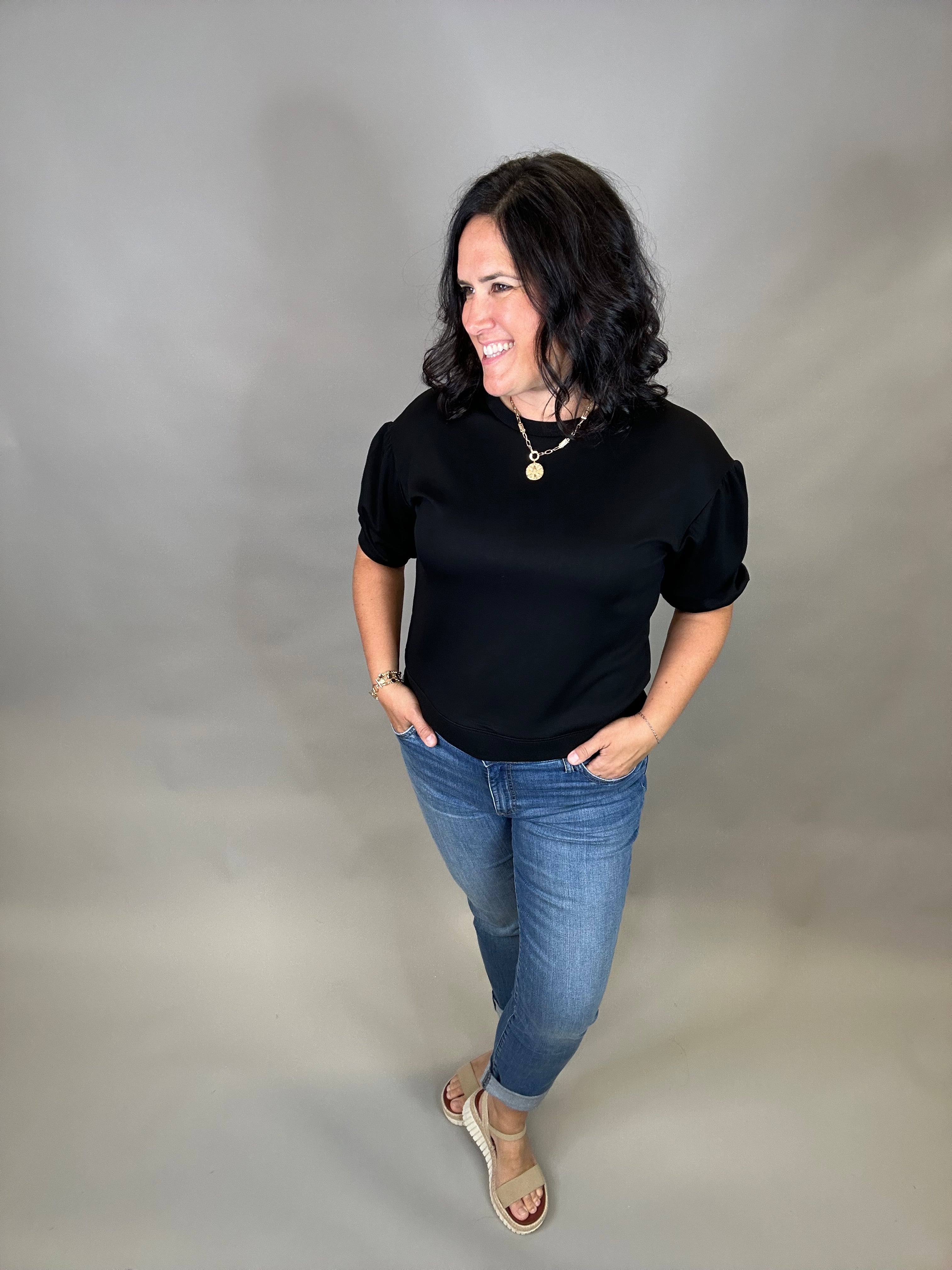 Black Peasant Sweatshirt Top Top - Sweatshirt JODIFL