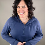 Smoky Navy Quarter Zip Hoodie Jacket Top - Sweatshirt RAE MODE