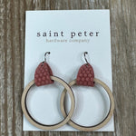 Medium Circle Earrings w/ Pink Leather Jewelry - Earrings St. Peter Hardware