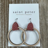 Medium Circle Earrings w/ Pink Leather Jewelry - Earrings St. Peter Hardware