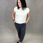 Charcoal Grey Cropped Jogger Bottom- Pants MICA DENIM