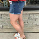 Dark High Rise Fray Hem Shorts Bottoms - Shorts RISEN