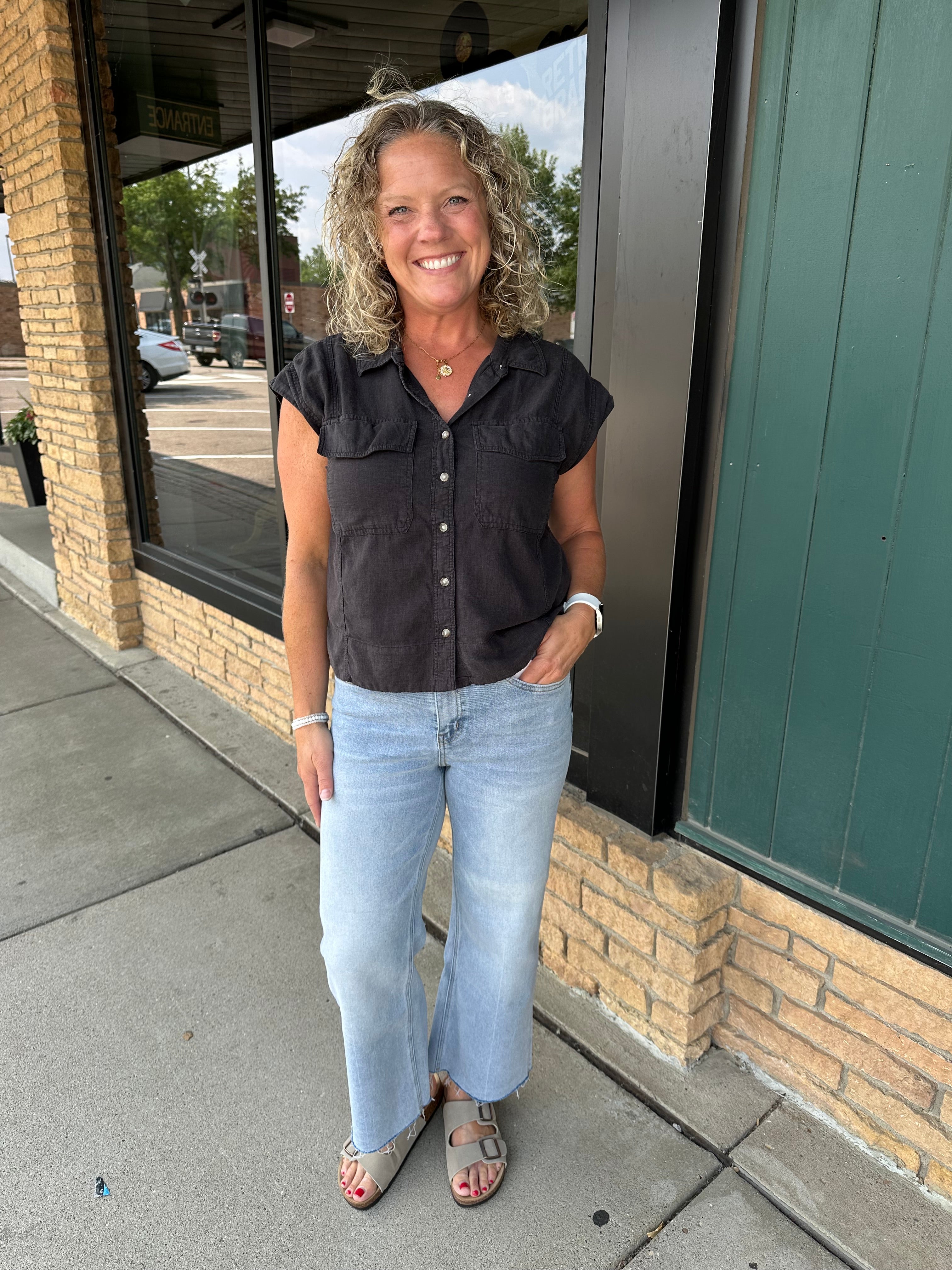 Blue Koi Wide Leg Jean Bottoms - Pants MICA DENIM