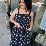 Navy Emroidered Eyelet Tie Dress Dresses DOE & RAE