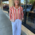 Multi Knit Striped Sweater Top - Sweater COZY CO.