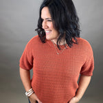 Clay Boxy Short Sleeve Sweater Top - Sweater EE:SOME