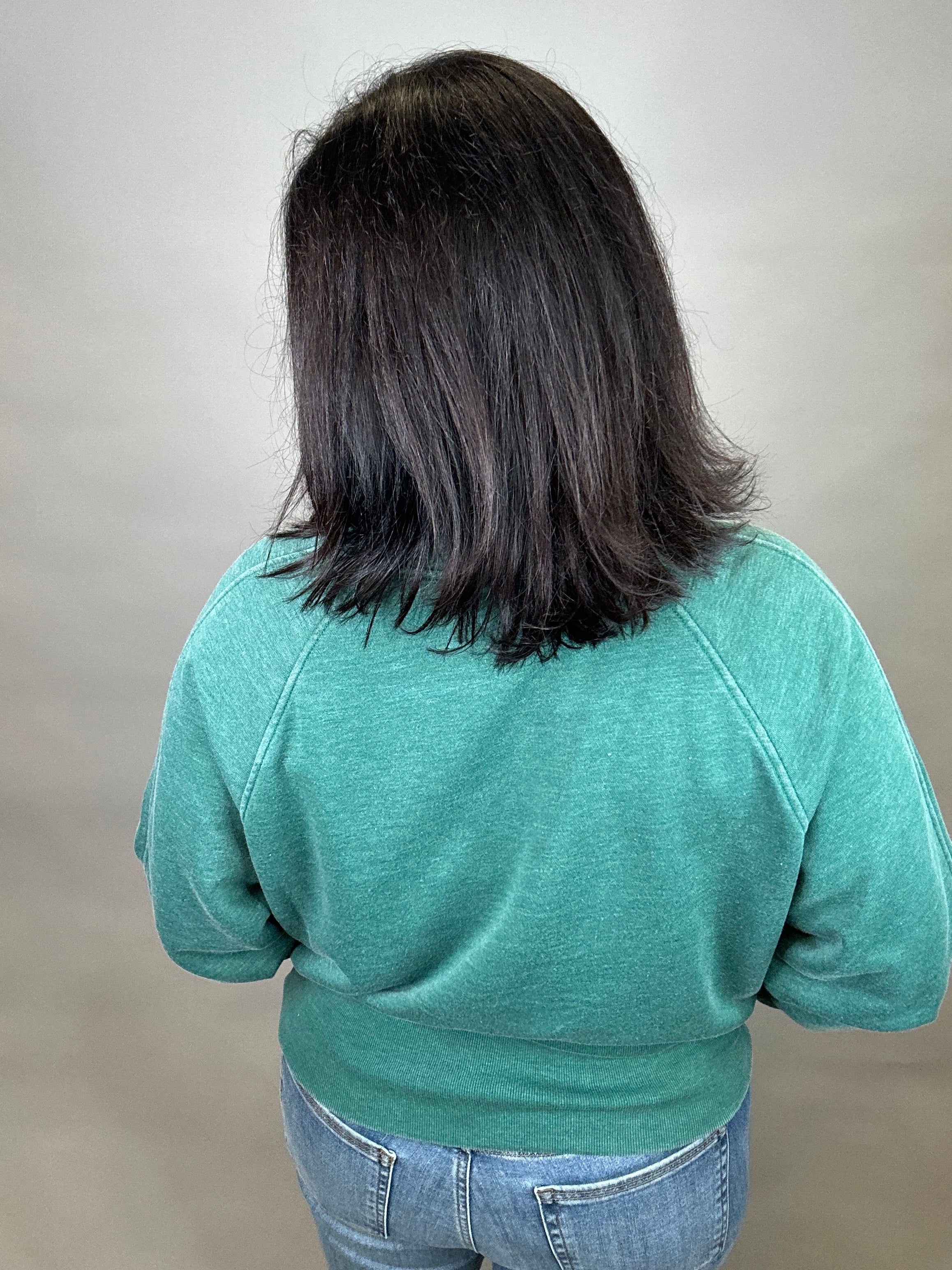 Green Quarter Zip Sweatshirt Top - Sweatshirt PANACHE