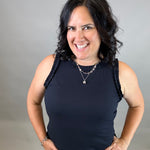 Navy Ruffle Tank Tops- Tanks DOE & RAE