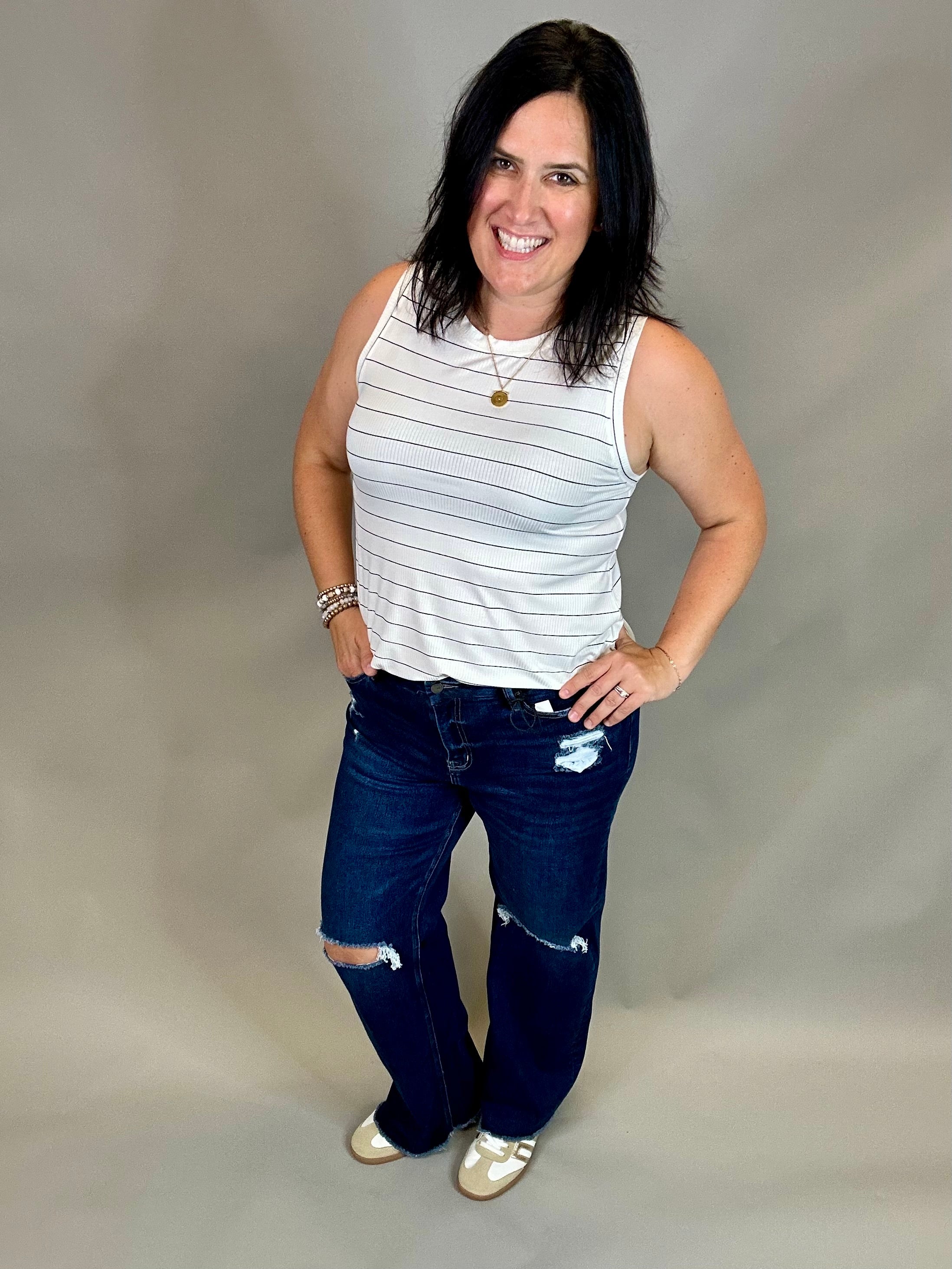 Duke High Rise Wide Leg (Mica) Bottom- Pants MICA DENIM