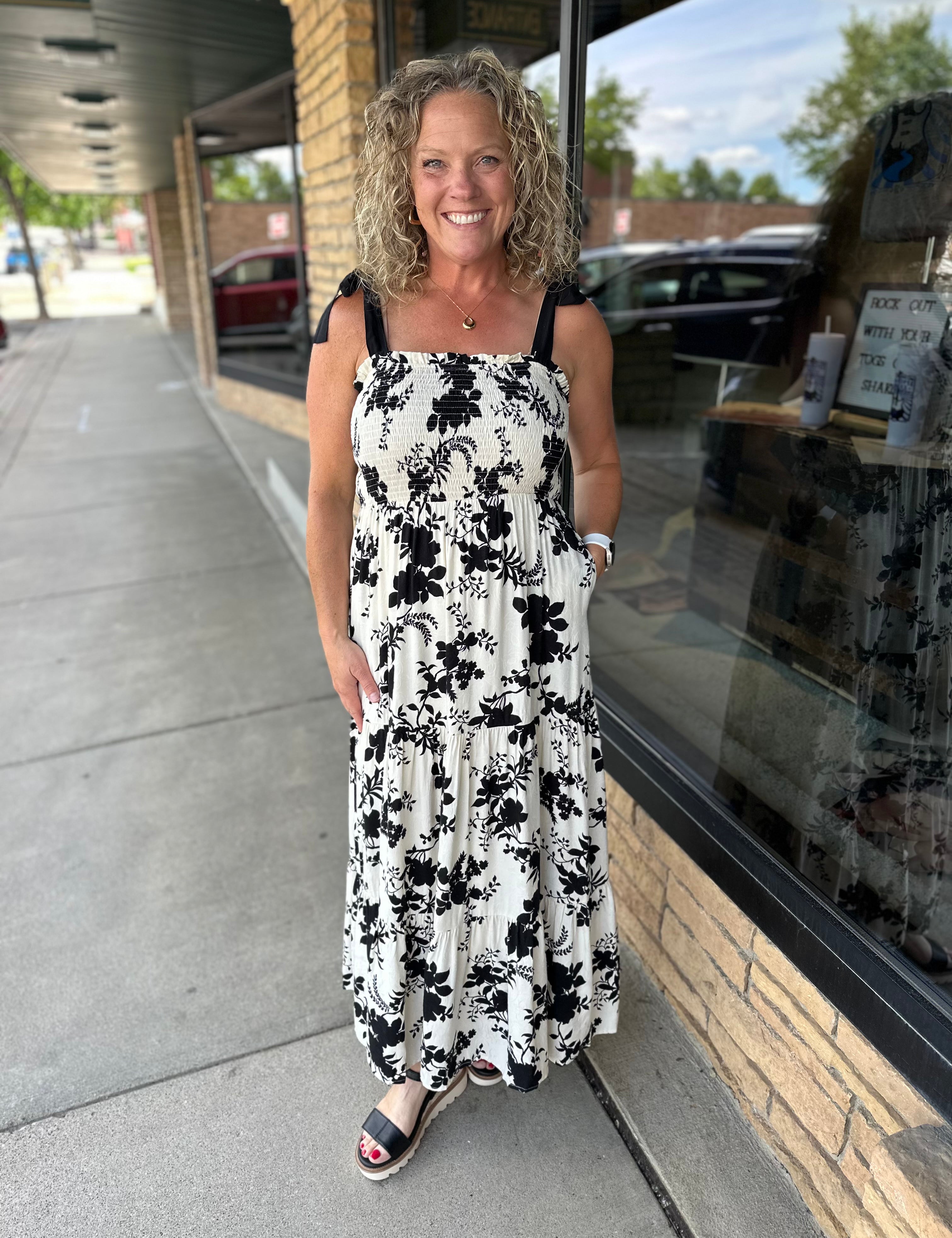 Black Tie Shoulder Maxi Dress Dresses DOE & RAE