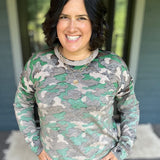 Camo Printed Crew Neck Sweater Top - Sweater FATE by LFD
