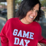 Red Game Day Sweatshirt Top- Sweatshirts PANACHE