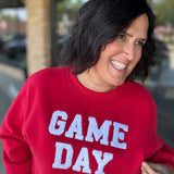 Red Game Day Sweatshirt Top- Sweatshirts PANACHE
