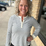 Ivory Black Stripe Aeris Top Top - Tee THREAD & SUPPLY