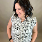 Ivory/Black Smocked Frill Top Tops- Blouses DOE & RAE