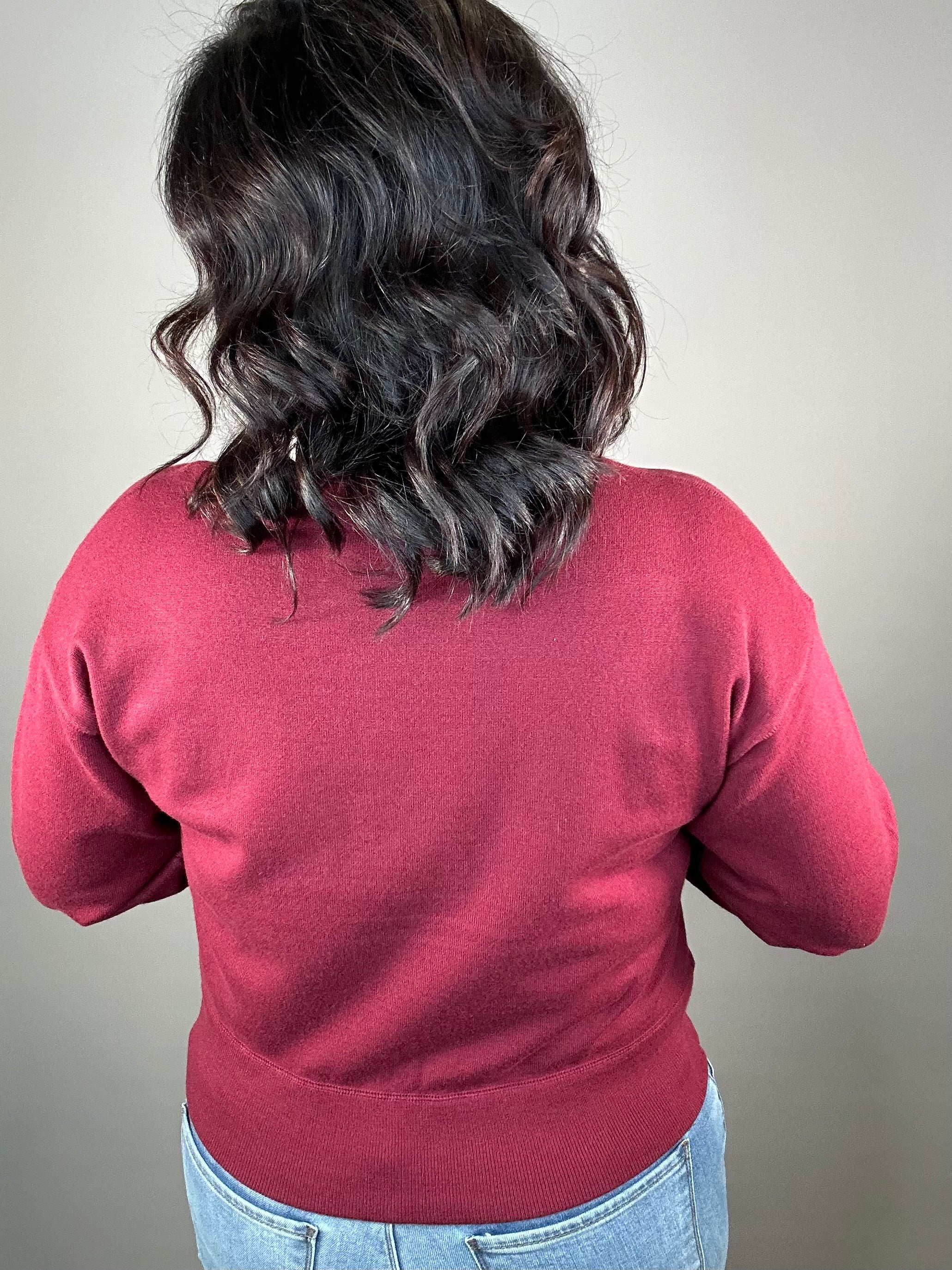 Festive Red Hemlet Sweater Top - Sweater VELVET HEART