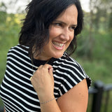 Black and White Cloudy Knit Stripe Sleeveless Top