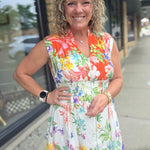 Cream/Red Multi Midi Dress Dresses FATE by LFD