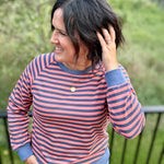 Washed Coral & Denim Stripe Raglan Top Top - Sweatshirt STACCATO