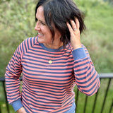 Washed Coral & Denim Stripe Raglan Top Top - Sweatshirt STACCATO