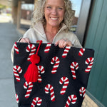 Candy Cane Woven Tote Bags- Totes PANACHE