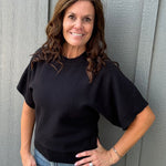 Black Crew Neck Dolman Sweater Top Top - Sweater STACCATO