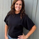 Black Crew Neck Dolman Sweater Top Top - Sweater STACCATO
