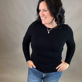 Black Hacci Ribbed Knit Top Top - Sweater STACCATO