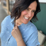 Light Denim Quincy Star Button Down Top Tops - Button Ups FLAG AND ANTHEM