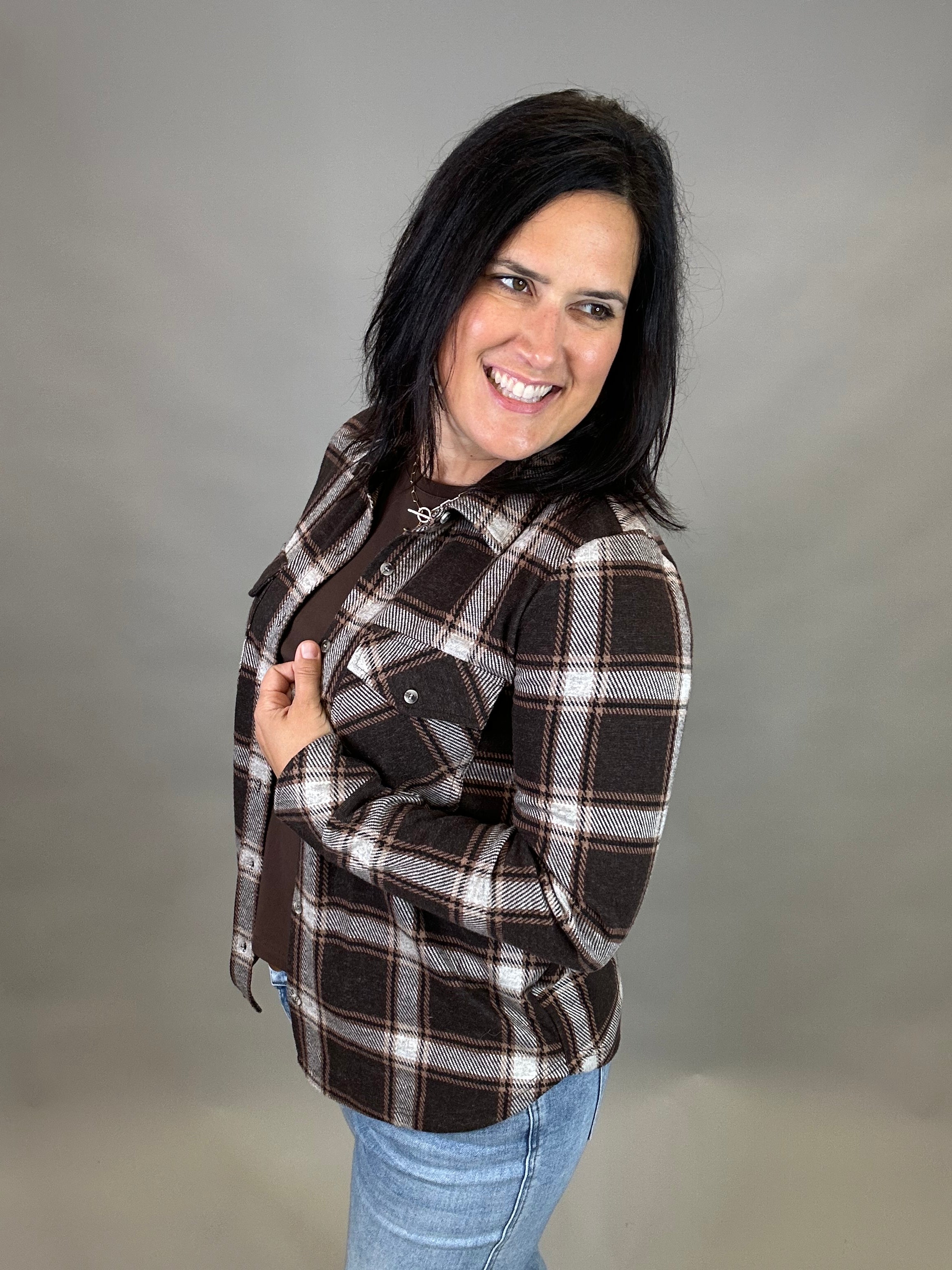 Coffee Ivory Plaid Cassian Shirt Tops - Button Ups THREAD & SUPPLY