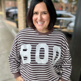 BOO Brown Cream Stripe Cloud Knit Top