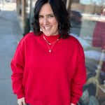 Red Reversible Mock Neck Top - Sweatshirt BUCKETLIST