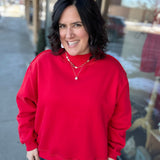 Red Reversible Mock Neck Top - Sweatshirt BUCKETLIST