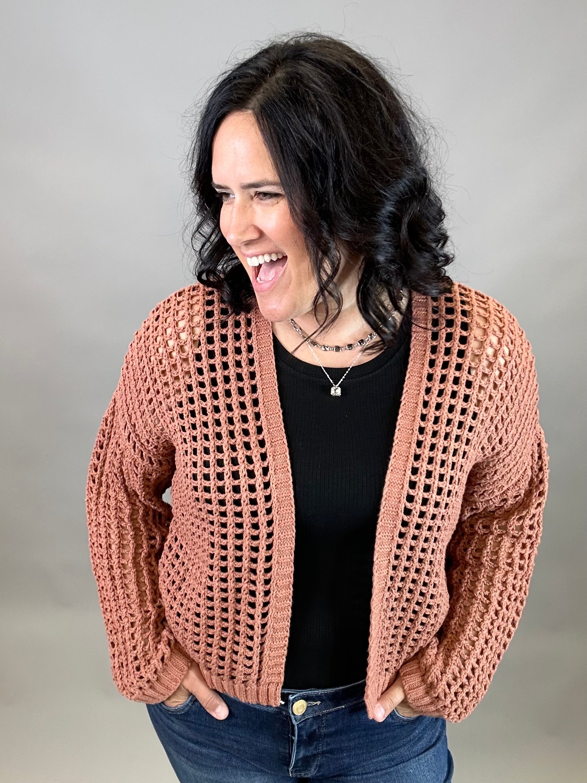 Clay Crochet Cropped Open Cardigan Tops- Cardigans DOE & RAE