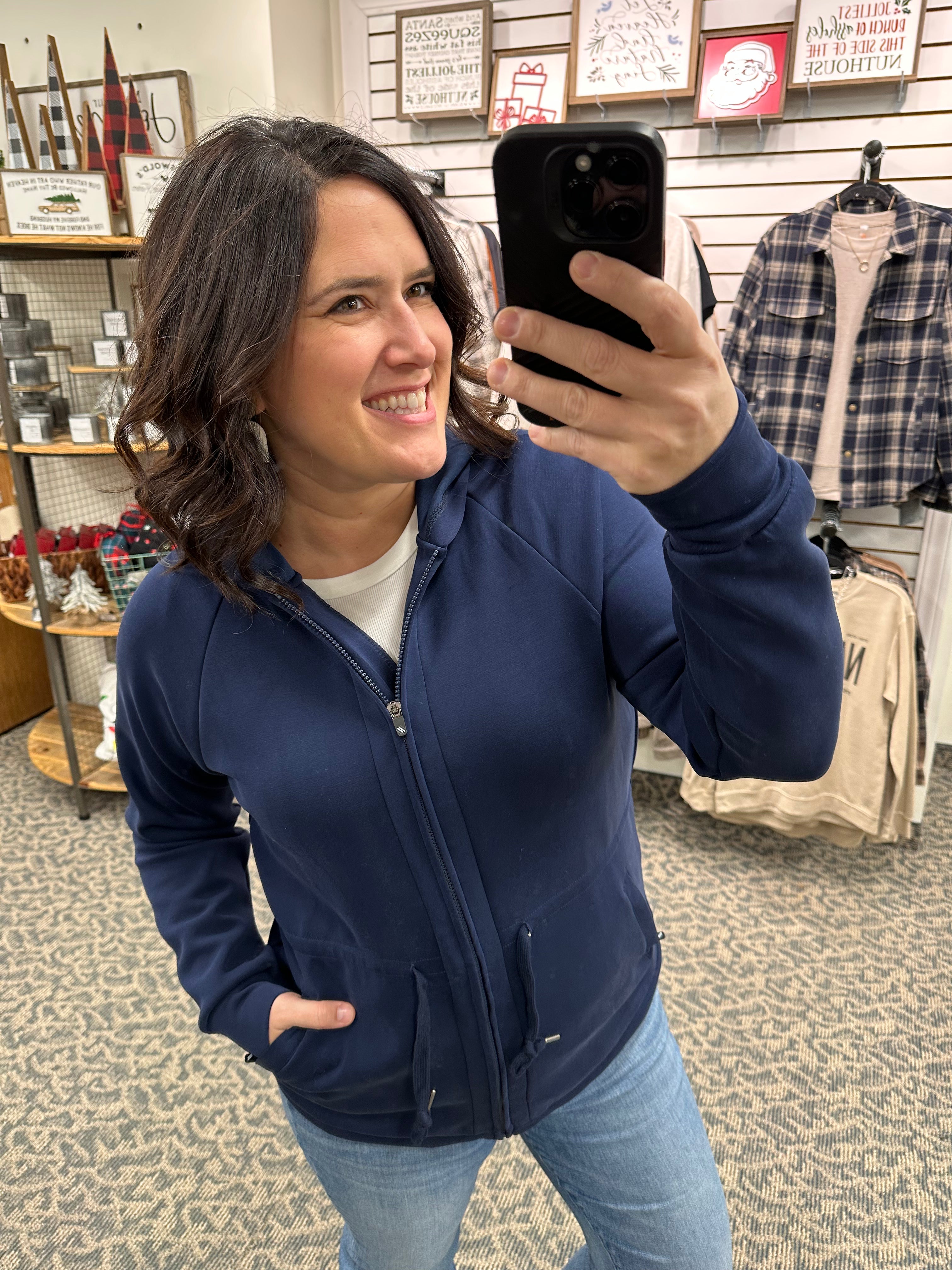Deep Blue Kai Zip up Hoodie Outerwear- Jackets THREAD & SUPPLY
