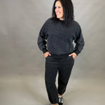 Washed Black Jogger Set Top - Sweatshirt JODIFL